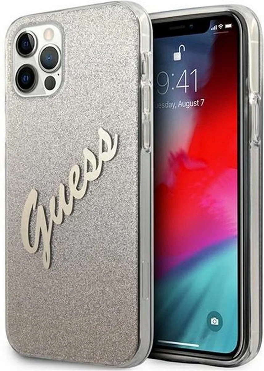 Gradient Vintage Glitter Case - Apple iPhone 12 Pro Max (6.7") van Guess in Goud – productfoto