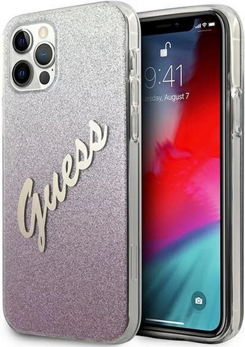 Gradient Vintage Glitter Case - Apple iPhone 12 Pro Max (6.7") van Guess in Roze – productfoto