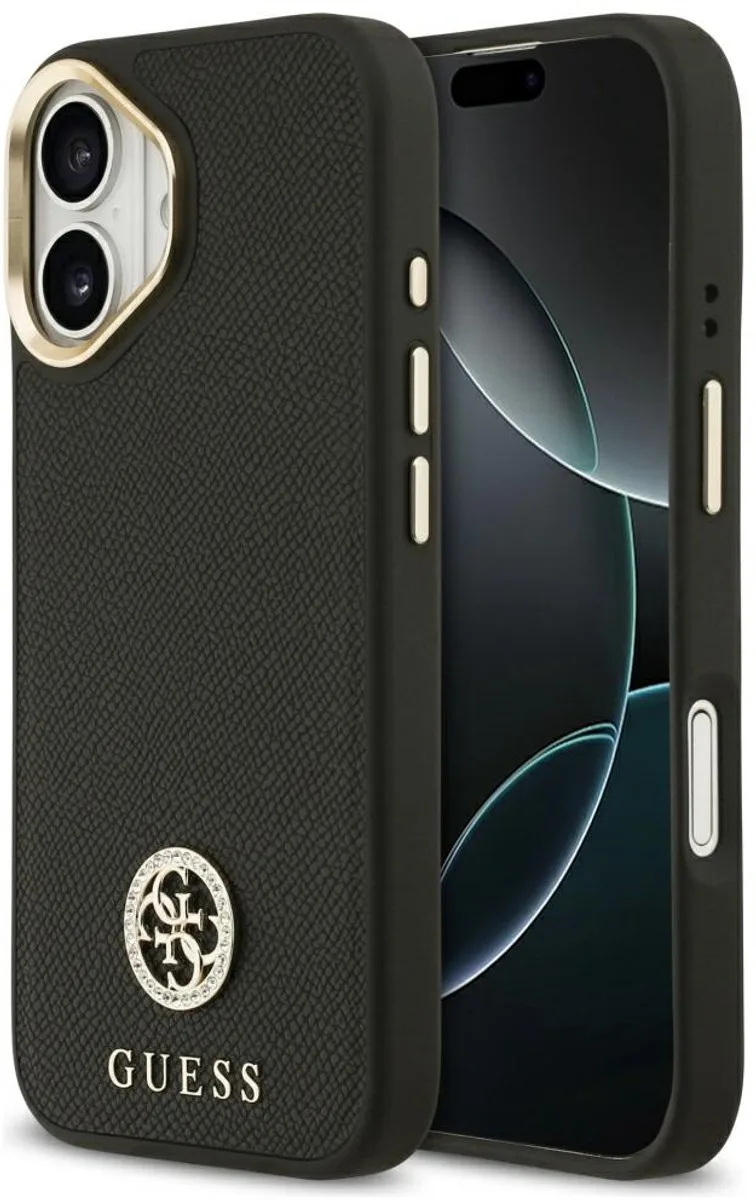 Grained Strass Logo Hoesje Voor Iphone 17 Magsafe Ontwerp von Guess in Schwarz – Produktfoto