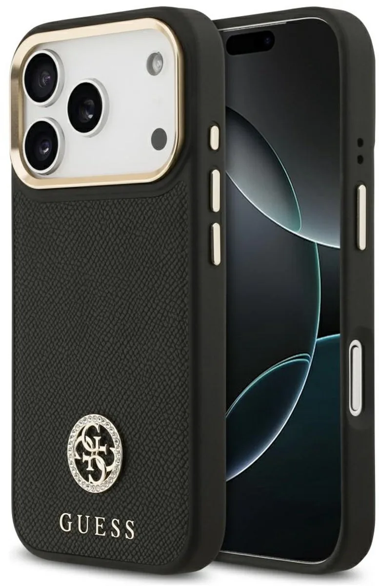 Grained Strass Logo Hoesje Voor Iphone 17 Pro Magsafe Met Luxe von Guess in Schwarz – Produktfoto