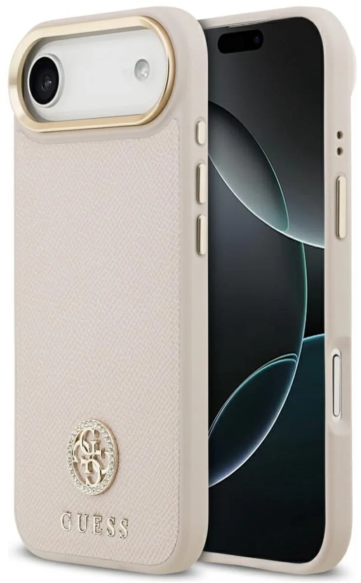 Grained Strass Logo Magsafe Case Voor Iphone Air Met Magnetische van Guess in Zwart – productfoto