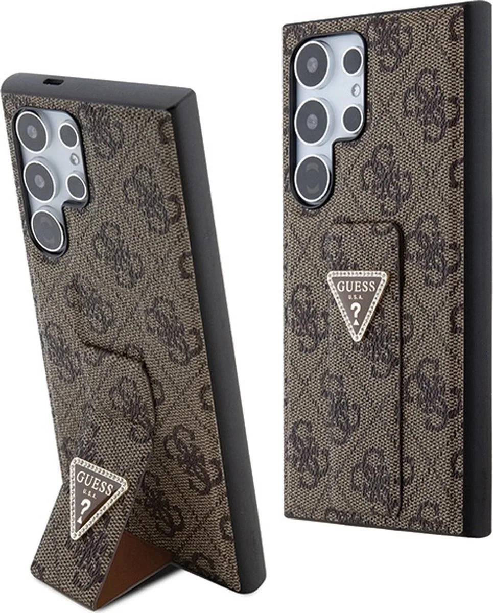 Grip - Stand 4G Triangle Strass hoesje voor Samsung Galaxy S24 Ultra von Guess in Braun – Produktfoto