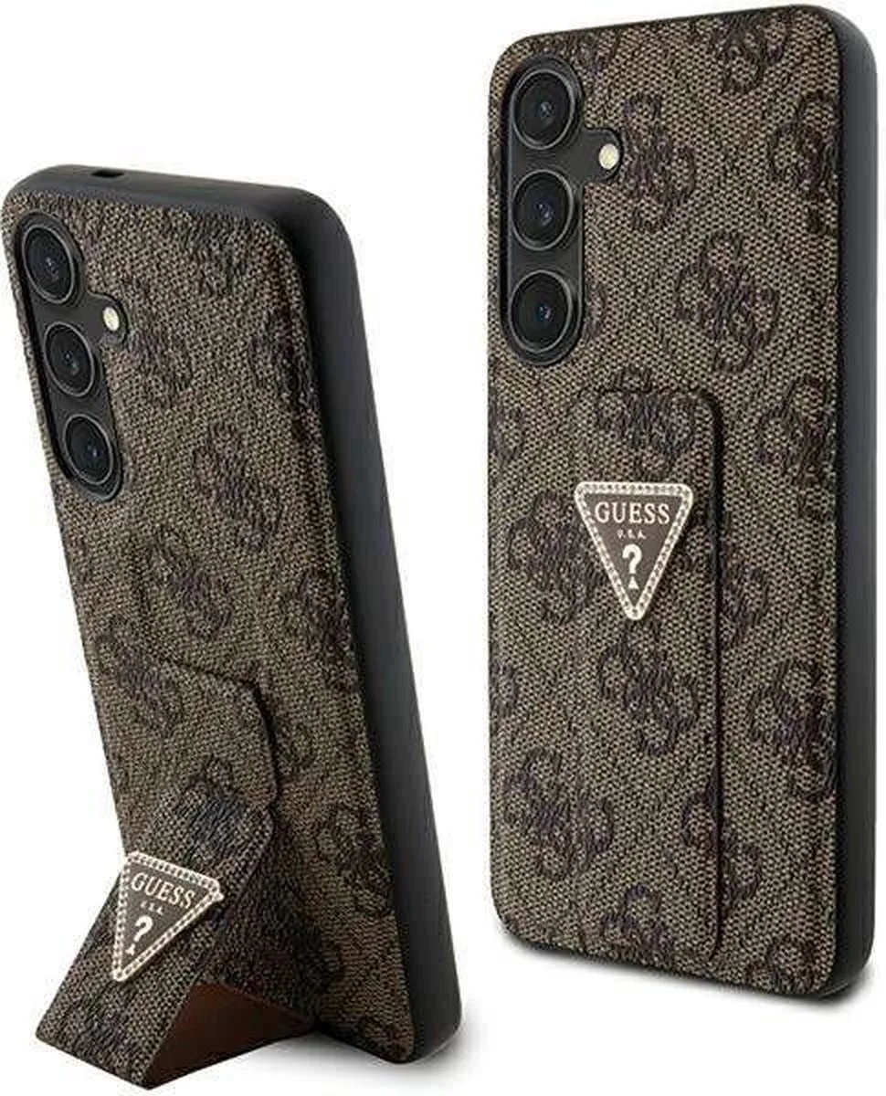 Grip - Stand 4G Triangle Strass hoesje voor Samsung Galaxy S24 von Guess in Braun – Produktfoto