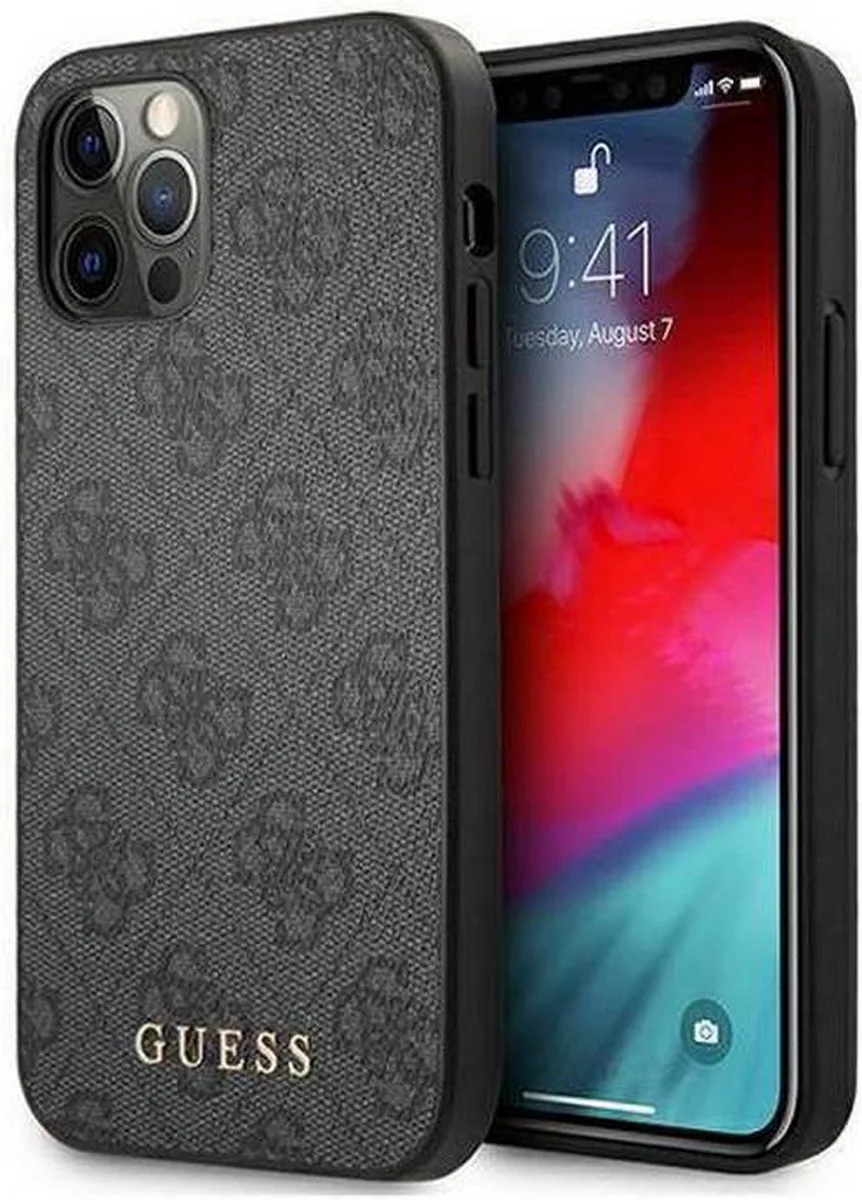Guess 4G Back Case - Geschikt voor Apple iPhone 12/12 Pro (6.1") de Guess en Gris – photo produit