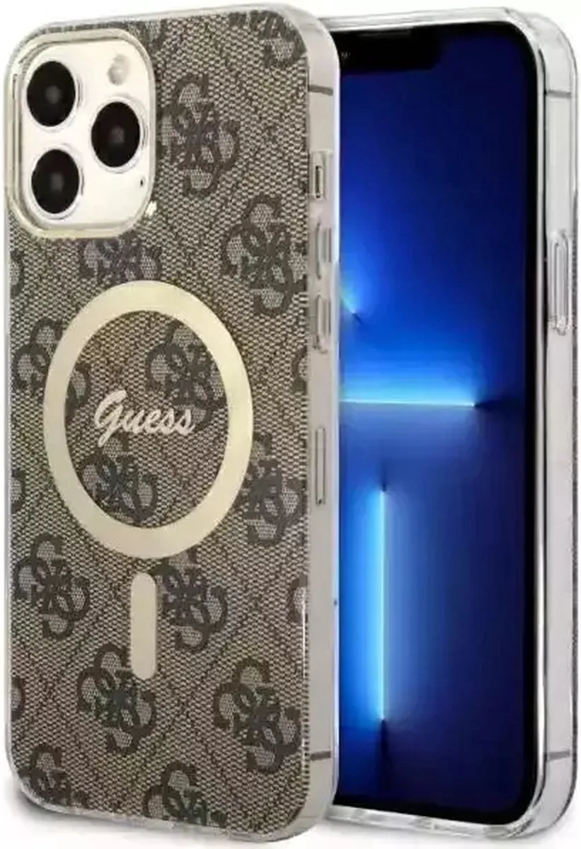 Guess 4G Back Case (MagSafe Compatible) - Geschikt voor Apple iPhone 13 Pro Max (6.7") van Guess in Bruin – productfoto