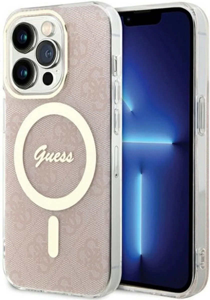 Guess 4G Back Case (MagSafe Compatible) - Geschikt voor Apple iPhone 15 Pro Max (6.7") de Guess en Rose – photo produit