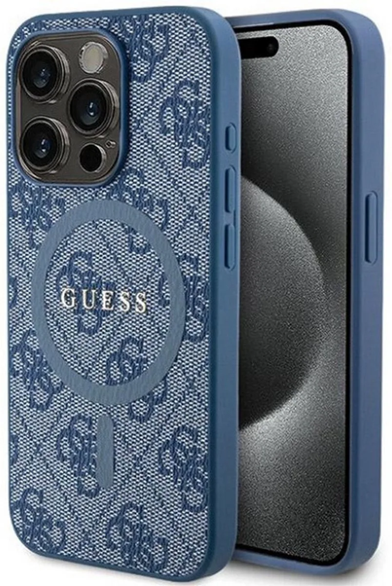 Guess 4G Back Case (MagSafe Compatible) - Geschikt voor Apple iPhone 14 Pro (6.1") van Guess in Blauw – productfoto