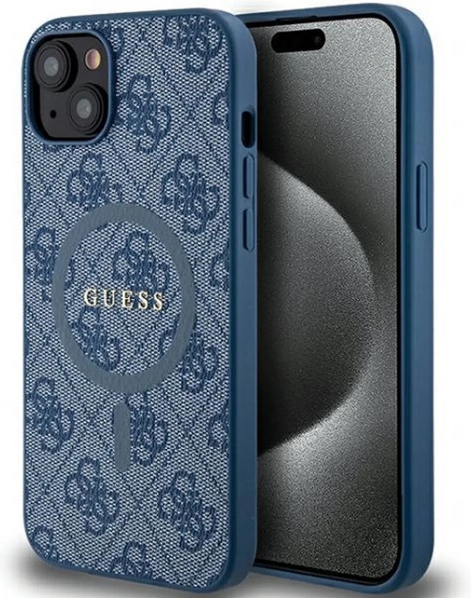 Guess 4G Back Case (MagSafe Compatible) - Geschikt voor Apple iPhone 15 (6.1") van Guess in Blauw – productfoto