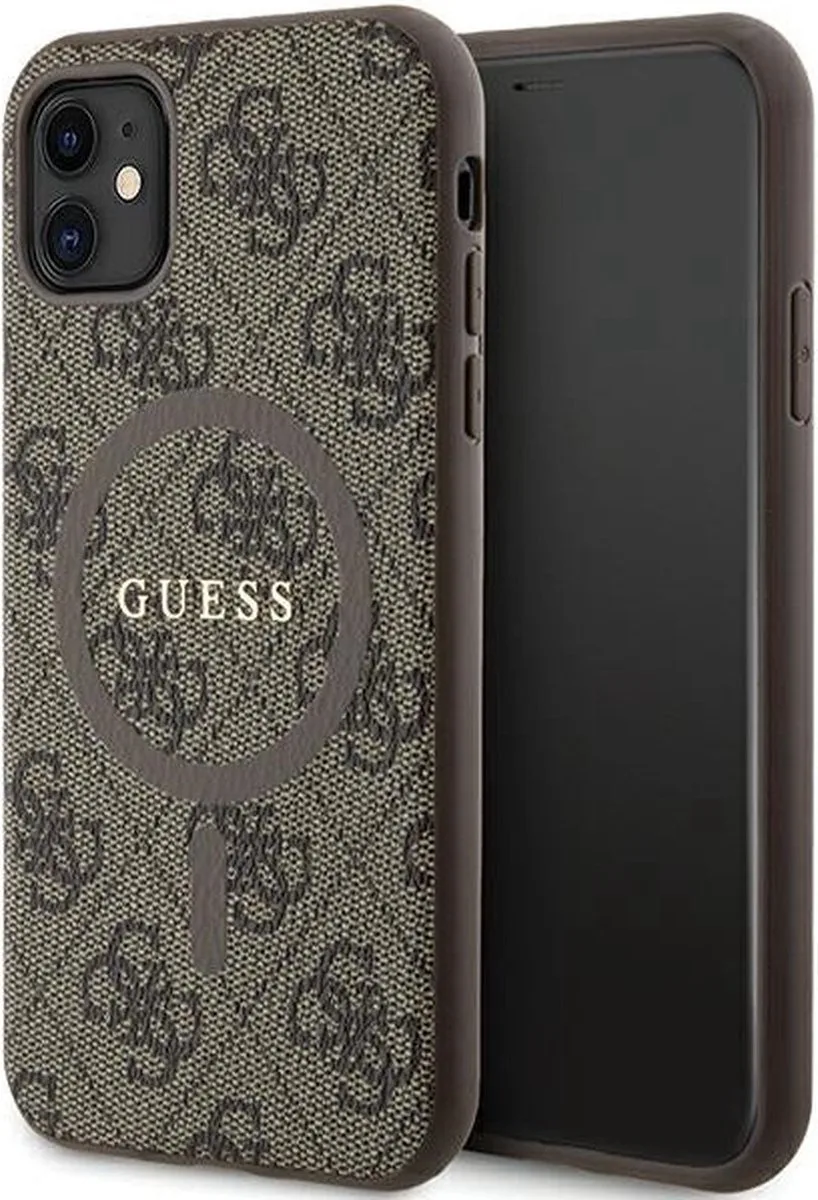 Guess 4G Back Case (MagSafe Compatible) - Geschikt voor Apple iPhone 11 (6.1") van Guess in Bruin – productfoto