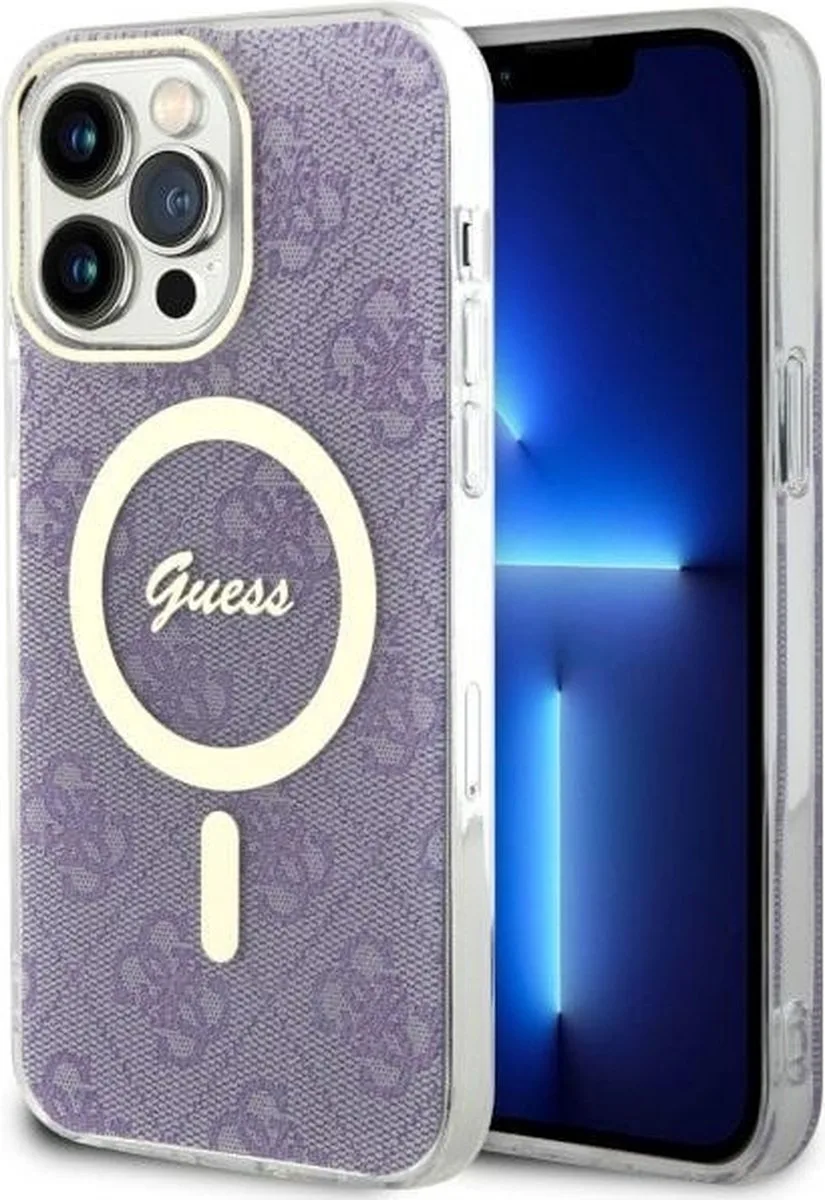 Guess 4G Back Case (MagSafe Compatible) - Geschikt voor Apple iPhone 14 Pro Max (6.7") de Guess en Violet – photo produit