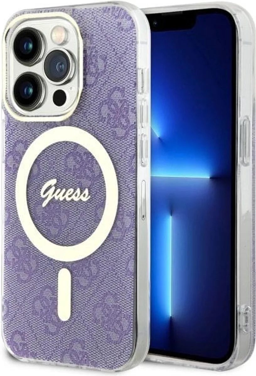 Guess 4G Back Case (MagSafe Compatible) - Geschikt voor Apple iPhone 14 Pro (6.1") fra Guess i Lilla – produktbillede