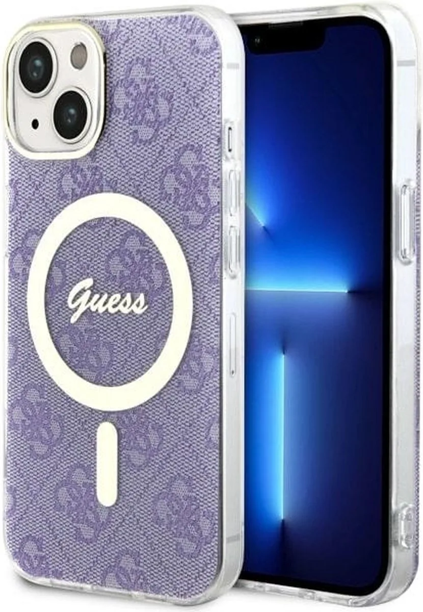 Guess 4G Back Case (MagSafe Compatible) - Geschikt voor Apple iPhone 14 (6.1") van Guess in Paars – productfoto