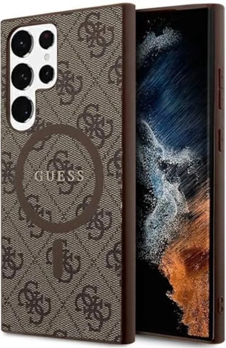 Guess 4G Back Case (MagSafe Compatible) - Geschikt voor Samsung Galaxy S24 Ultra (S928) fra Guess i Brun – produktbillede