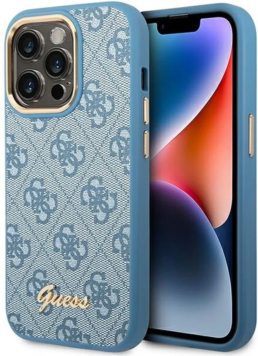 Guess 4G Backcover hoesje geschikt voor Apple iPhone 14 Pro (6.1") van Guess in Blauw – productfoto