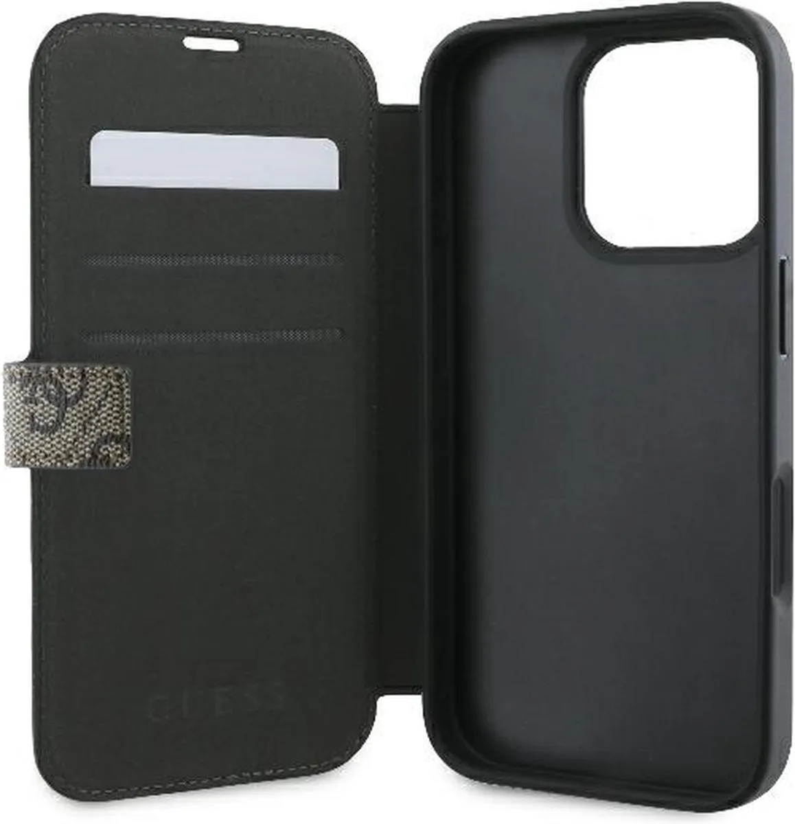 Guess 4G Big Metal Logo Book Wallet Case hoesje voor Apple iPhone 16 Pro van Guess in Bruin – productfoto