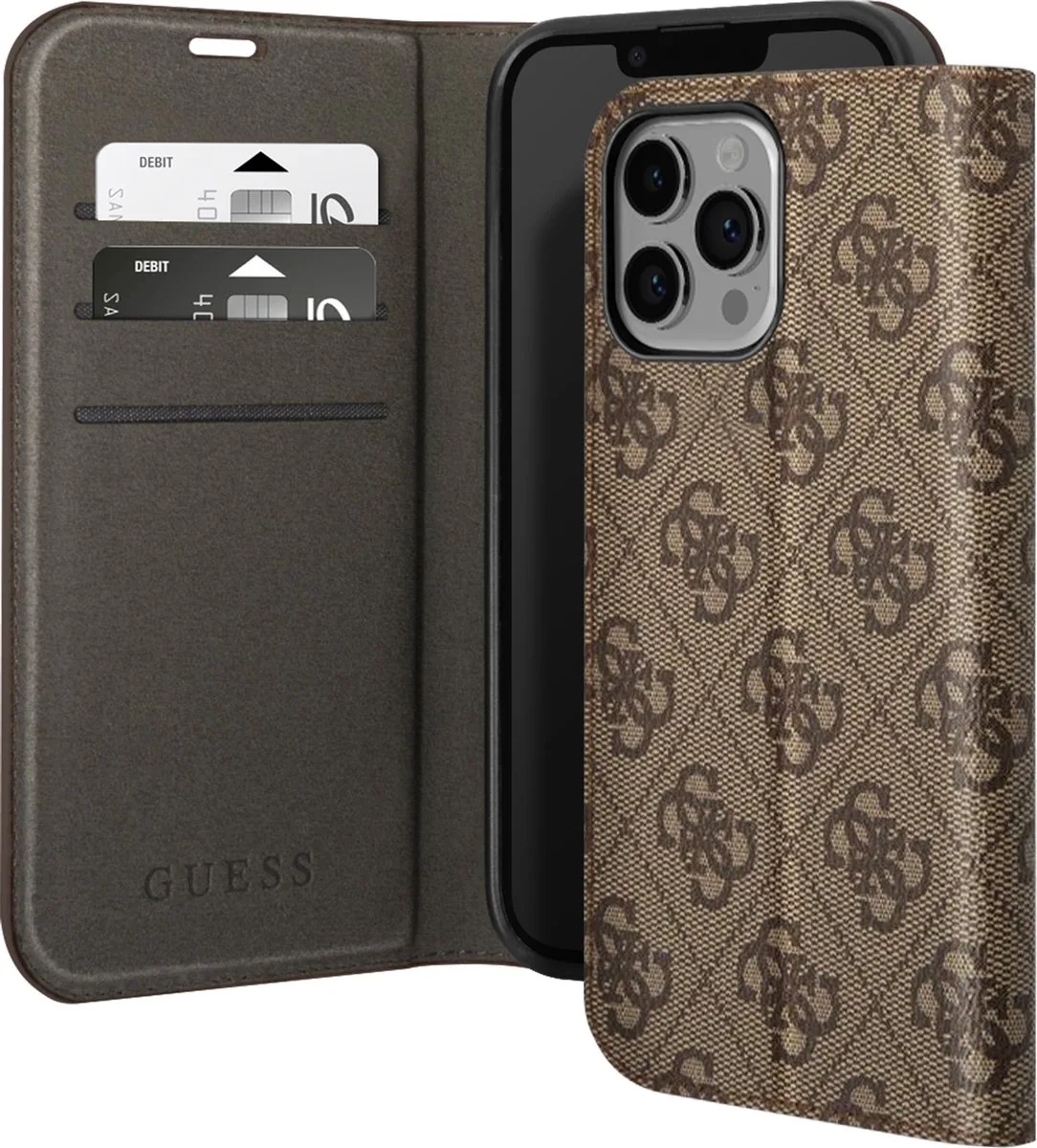 Guess 4G Book Case - Geschikt voor Apple iPhone 14 Pro Max (6.7") fra Guess i Brun – produktbillede