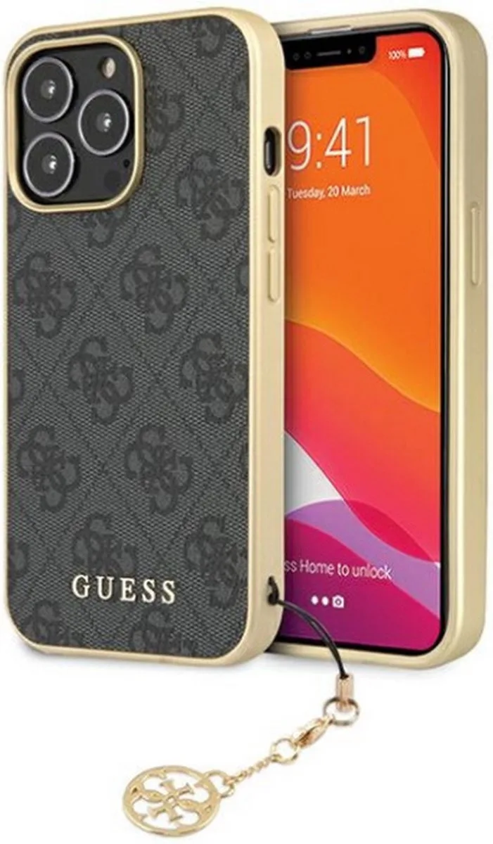 Guess 4G Charms Back Case - Geschikt voor Apple iPhone 14 Pro Max (6.7") van Guess in Grijs – productfoto