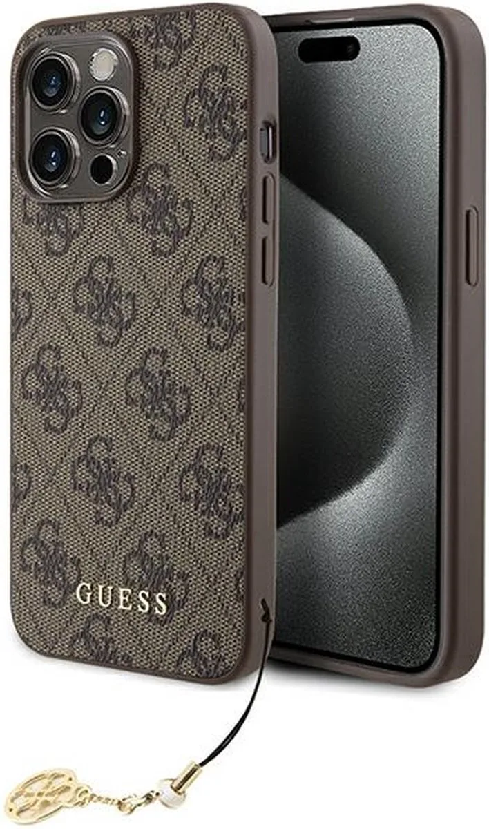 Guess 4G Charms Back Case - Geschikt voor Apple iPhone 15 Pro Max (6.7") van Guess in Bruin – productfoto