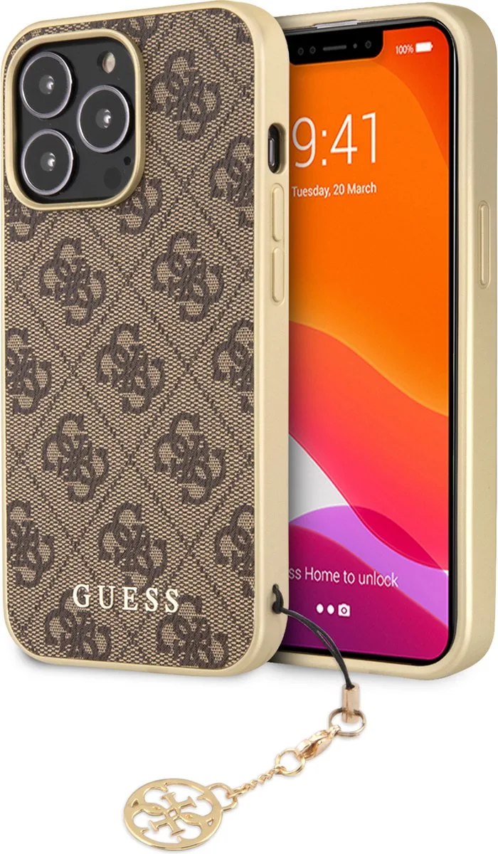 Guess 4G Charms Hard Case - Apple iPhone 13 Pro Max (6.7") van Guess in Bruin – productfoto