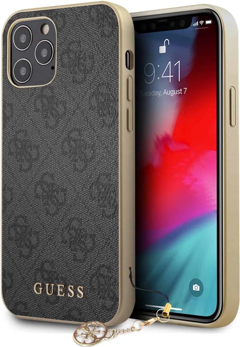 Guess 4G Charms Hard Case - geschikt voor Apple iPhone 12/12 Pro (6.1") van Guess in Grijs – productfoto