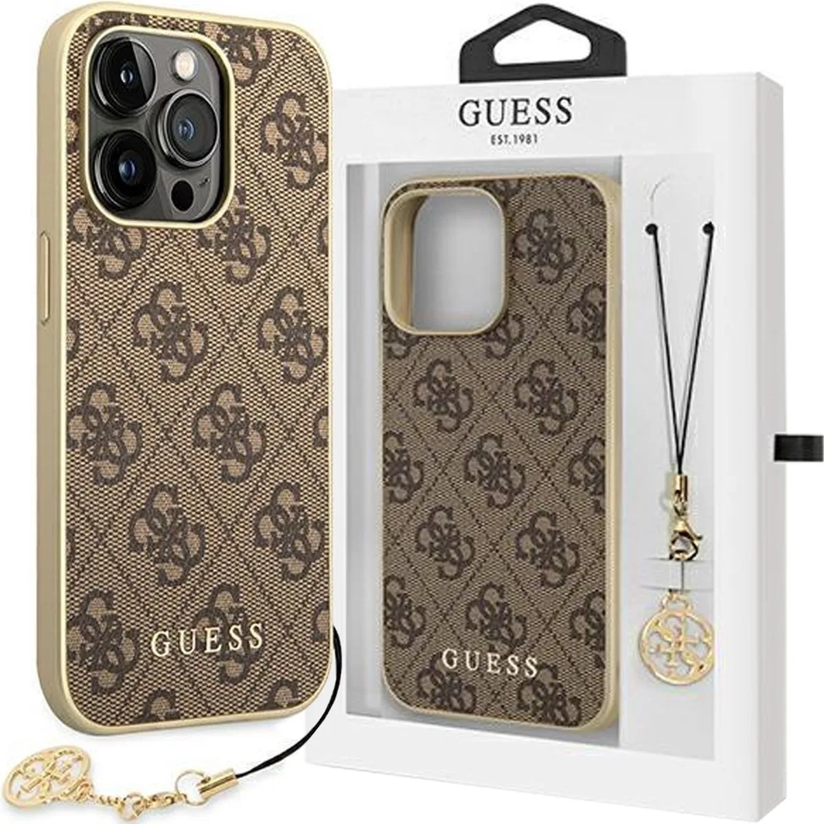 Guess 4G Charms Hard Case geschikt voor Apple iPhone 13 Pro (6.1") van Guess in Bruin – productfoto