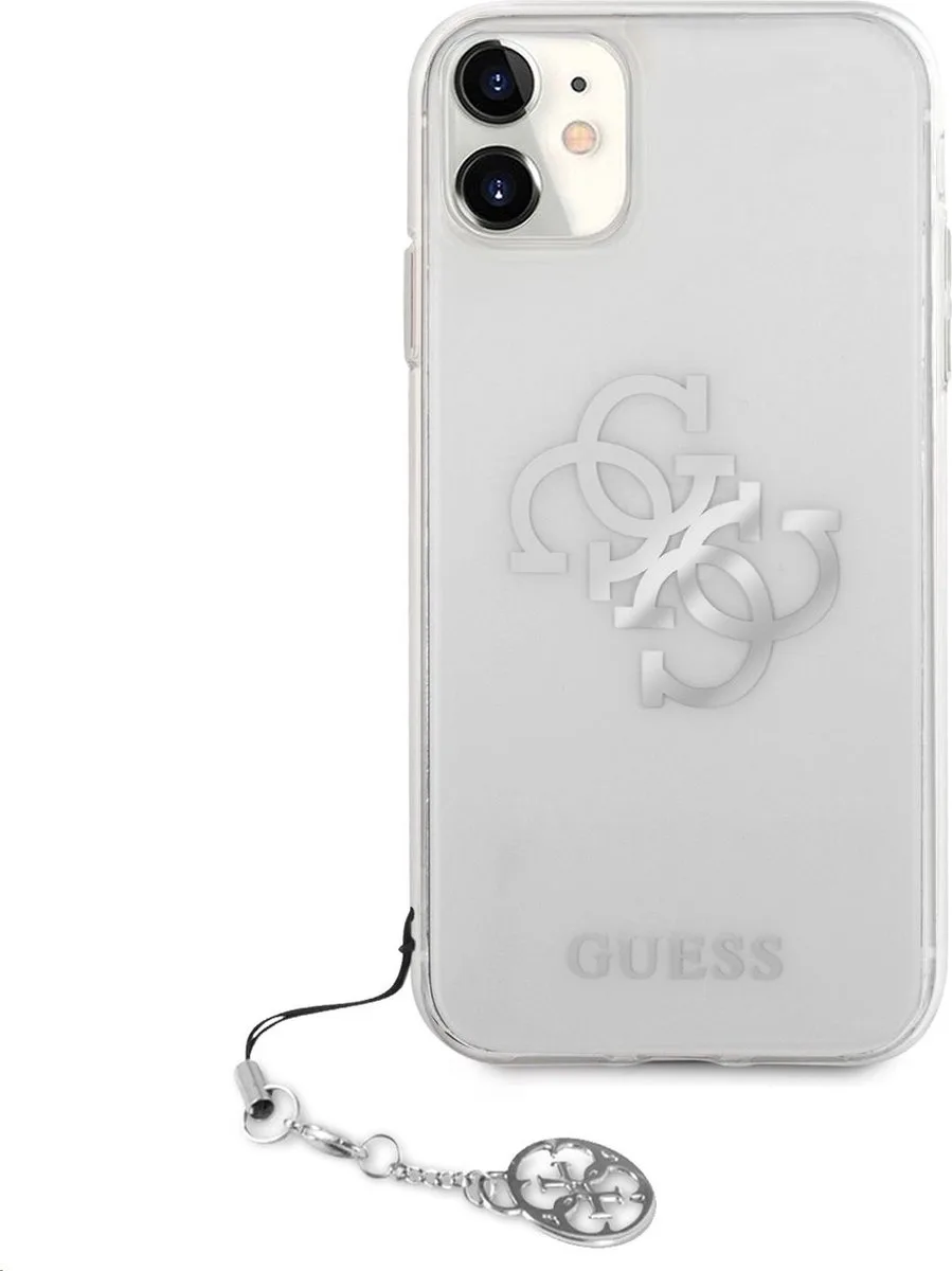 Guess 4G Charms Silver Logo Back Cover - Geschikt voor Apple iPhone 11 (6.1") - Transparant van Guess in Transparant, Zilver – productfoto