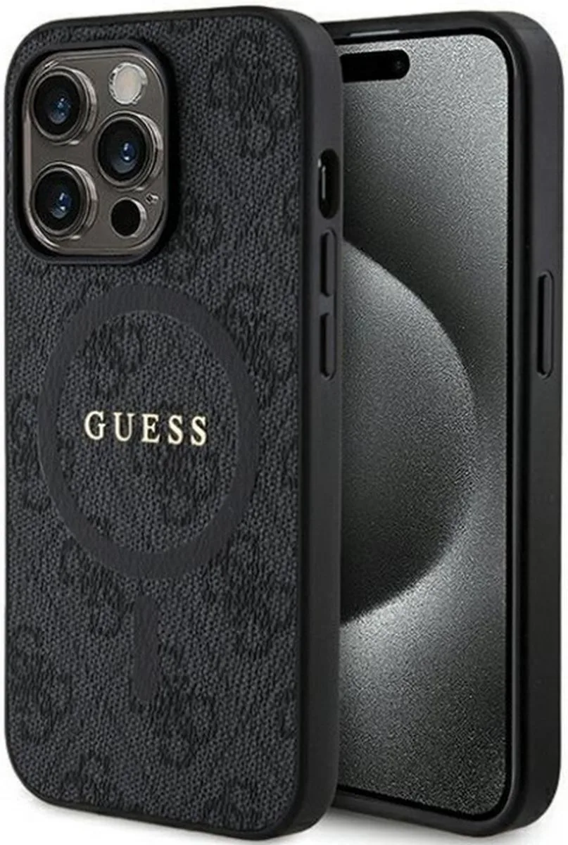 Guess 4G Colored Ring Back Case (MagSafe Compatible) - Apple iPhone 14 Pro (6.1") van Guess in Zwart – productfoto