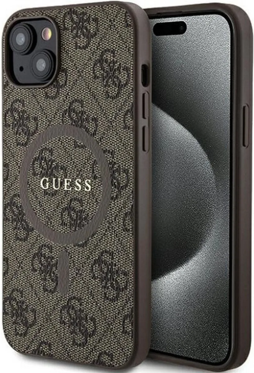 Guess 4G Colored Ring Back Case (MagSafe Compatible) - Apple iPhone 14 (6.1") van Guess in Bruin – productfoto