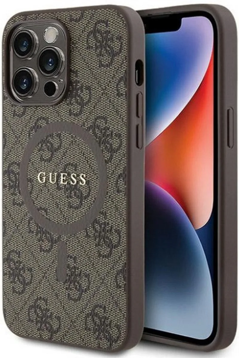 Guess 4G Colored Ring Back Case (MagSafe Compatible) - Apple iPhone 15 Pro (6.1") van Guess in Bruin – productfoto