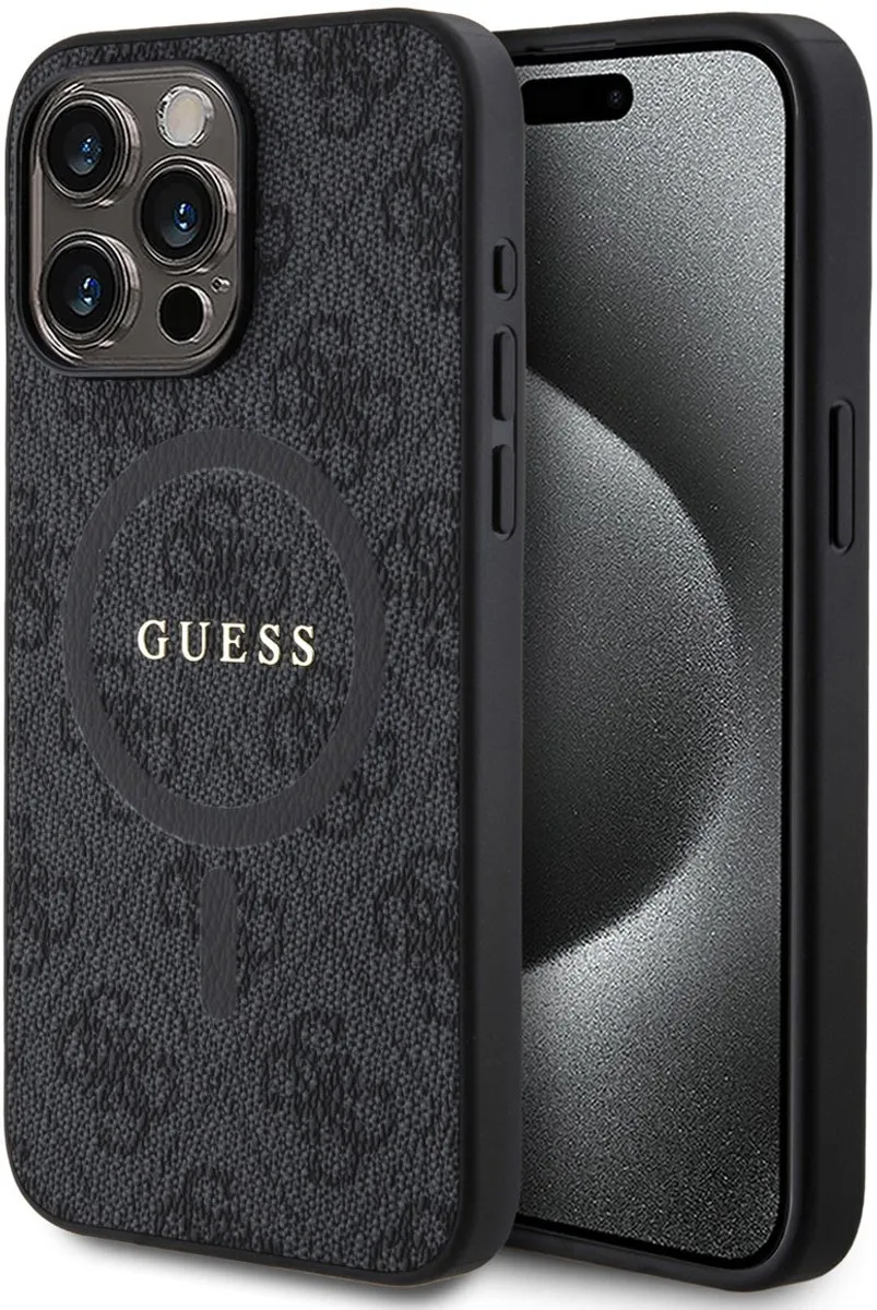 Guess 4G Colored Ring Back Case (MagSafe Compatible) - Apple iPhone 15 Pro Max (6.7") van Guess in Zwart – productfoto