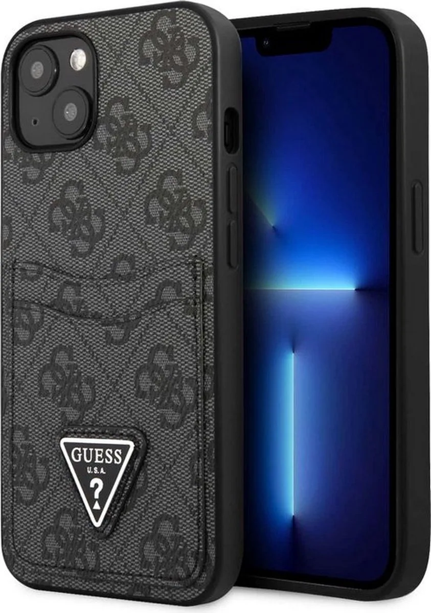 Guess 4G Double Card Back Case - Geschikt voor Apple iPhone 13 Mini (5.4") de Guess en Gris – photo produit
