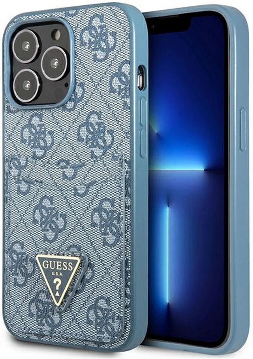 Guess 4G Double Card Back Case geschikt voor Apple iPhone 13 Pro (6.1") von Guess in Blau – Produktfoto