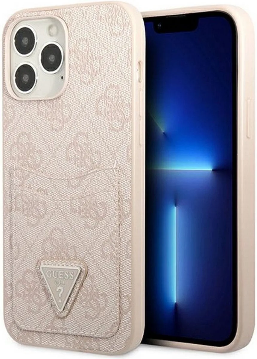 Guess 4G Double Card Back Case geschikt voor Apple iPhone 13 Pro (6.1") van Guess in Roze – productfoto