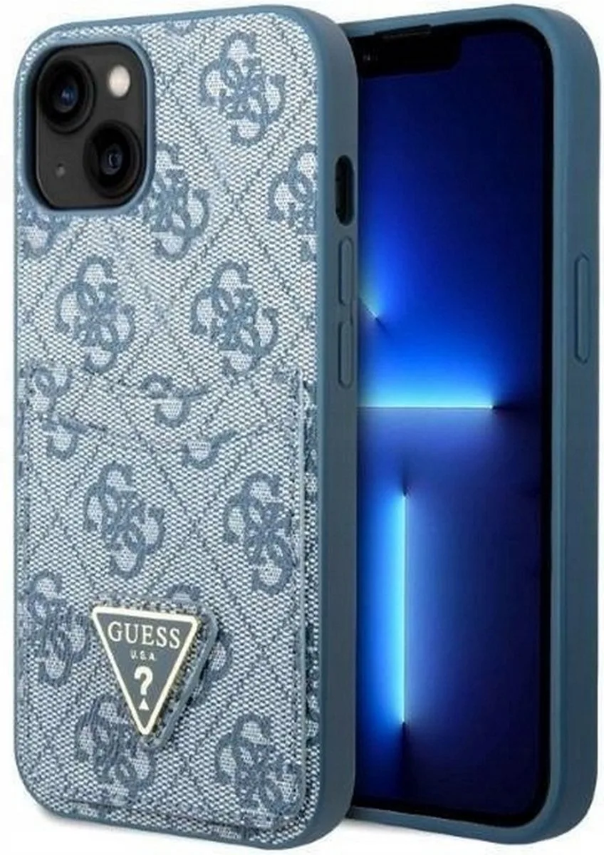 Guess 4G Double Card Back Case - Geschikt voor Apple iPhone 13 Mini (5.4") van Guess in Blauw – productfoto