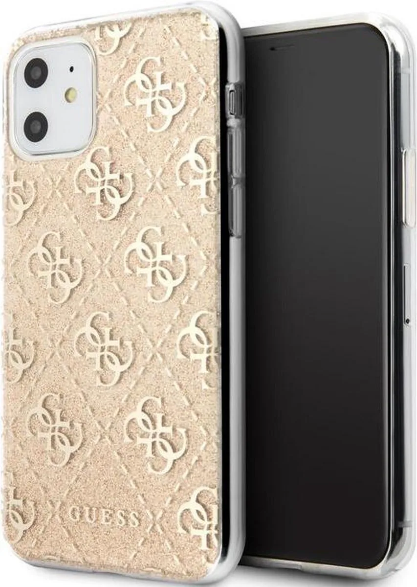 Guess 4G Glitter Back Case - Geschikt voor Apple iPhone 11 (6.1") - Goud från Guess i Goud – 4G Glitter – produktbild