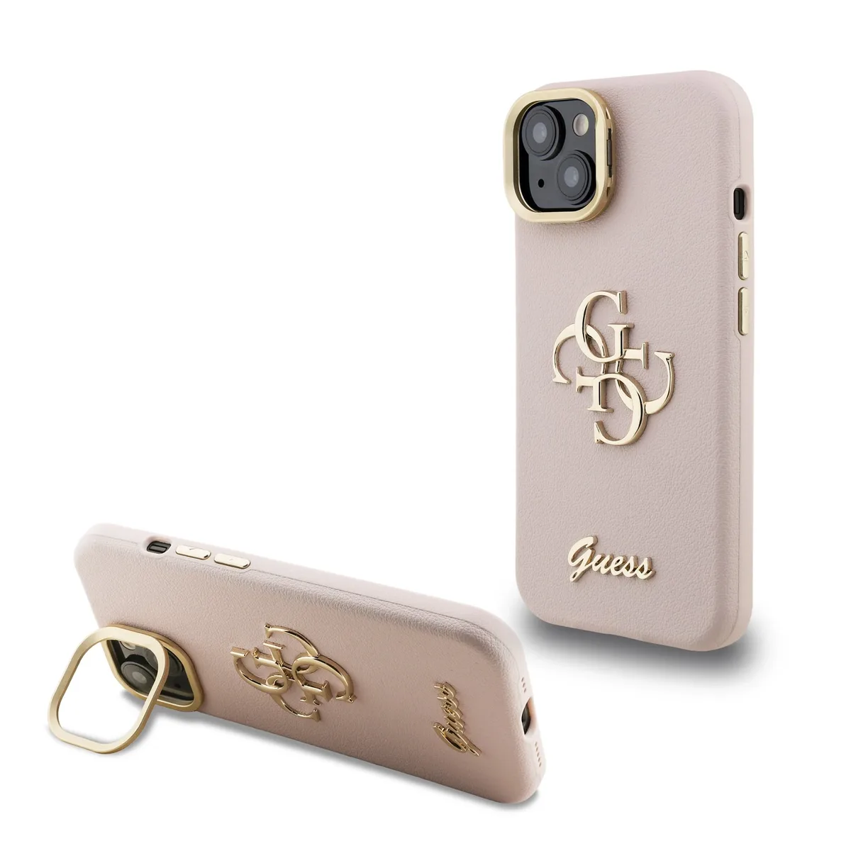Guess 4G Logo met Camerastand functie iPhone 14 hoesje - Roze van Guess – productfoto