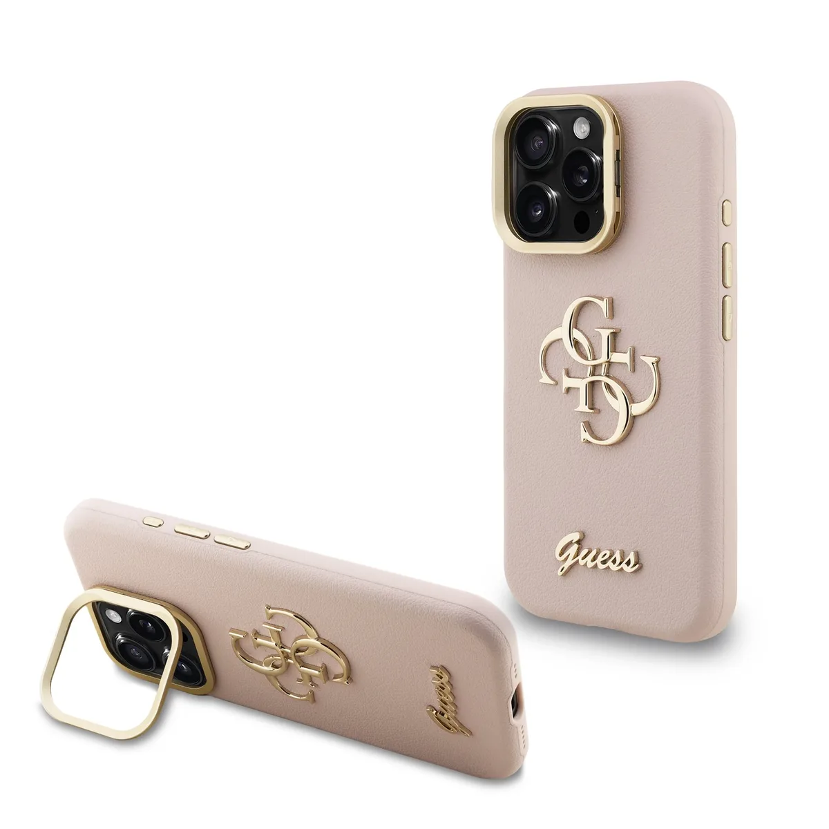 Guess 4G Logo met Camerastand functie iPhone 15 Pro Max hoesje - Roze van Guess – productfoto