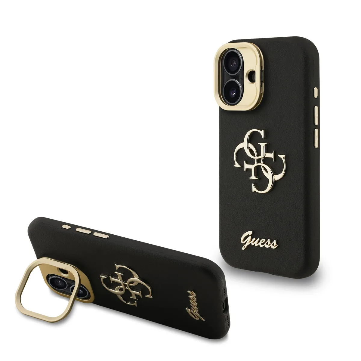 Guess 4G Logo met Camerastand functie iPhone 16 hoesje - Zwart fra Guess – produktbillede