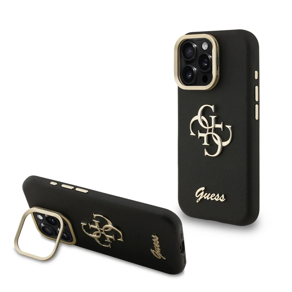 Guess 4G Logo met Camerastand functie iPhone 16 Pro Max hoesje - Zwart fra Guess – produktbillede