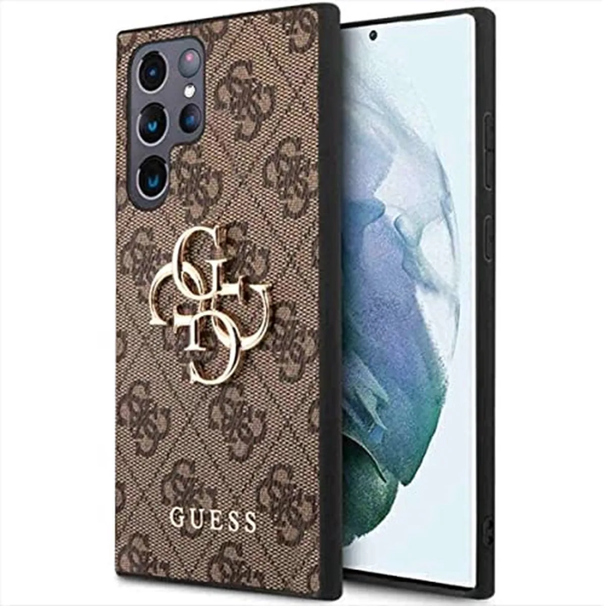 Guess 4G Metal Back Case - Geschikt voor Samsung Galaxy S23 Ultra (S918) van Guess in Bruin – productfoto