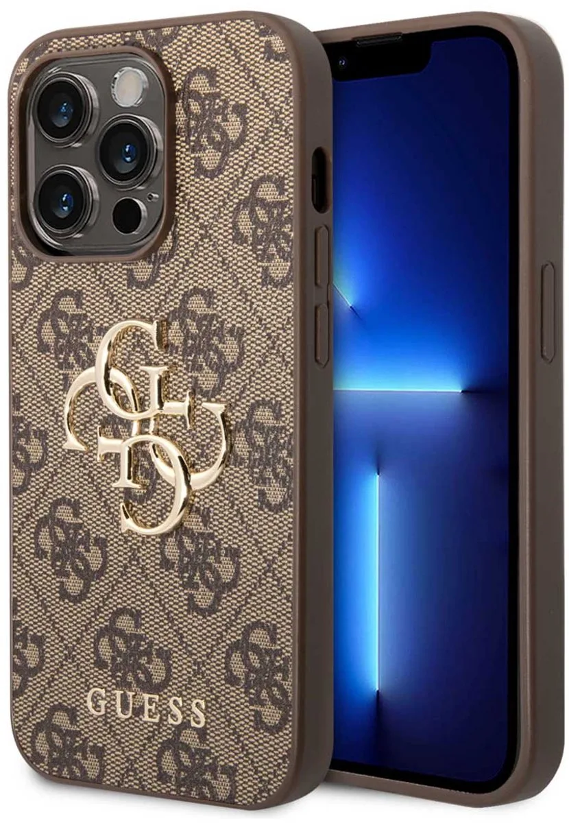 Guess 4G Metal Logo Back Case - Apple iPhone 15 Pro Max (6.7") van Guess in Bruin – productfoto