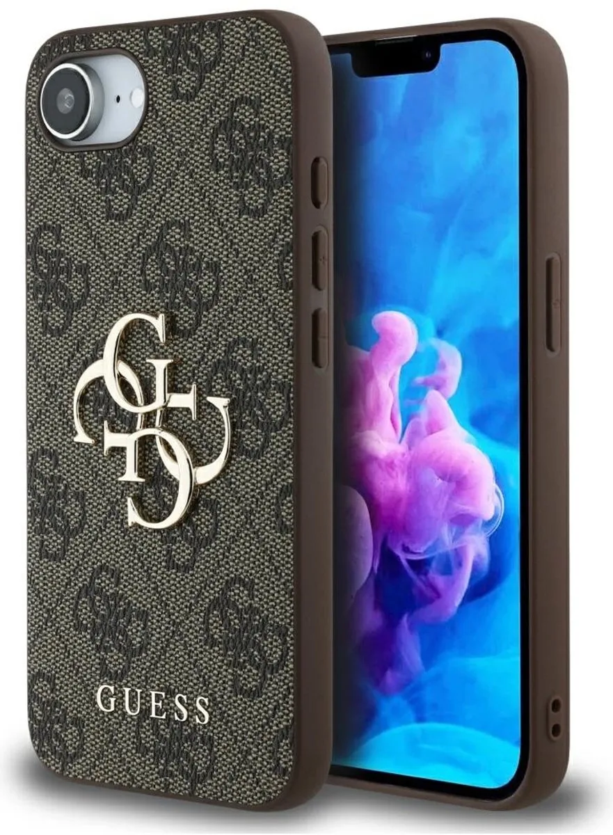Guess 4G Metal Logo Back Case - geschikt voor Apple iPhone 16e van Guess in Bruin – productfoto