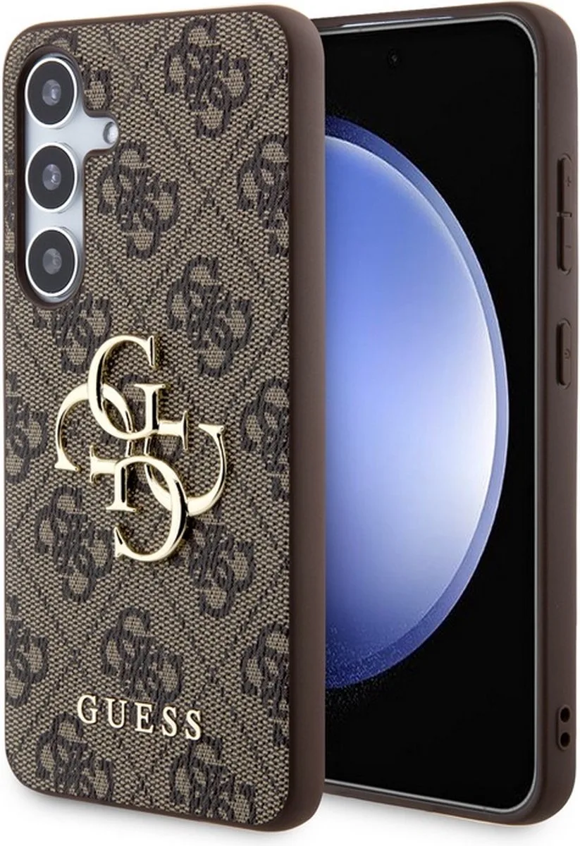 Guess 4G Metal Logo Back Case - Geschikt voor Samsung Galaxy S24 (S921) van Guess in Bruin – productfoto
