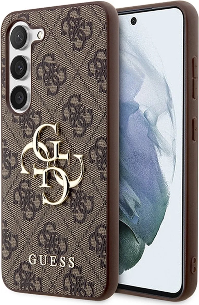 Guess 4G Metal Logo Back Case - Geschikt voor Samsung Galaxy S23 (S911) van Guess in Bruin – productfoto