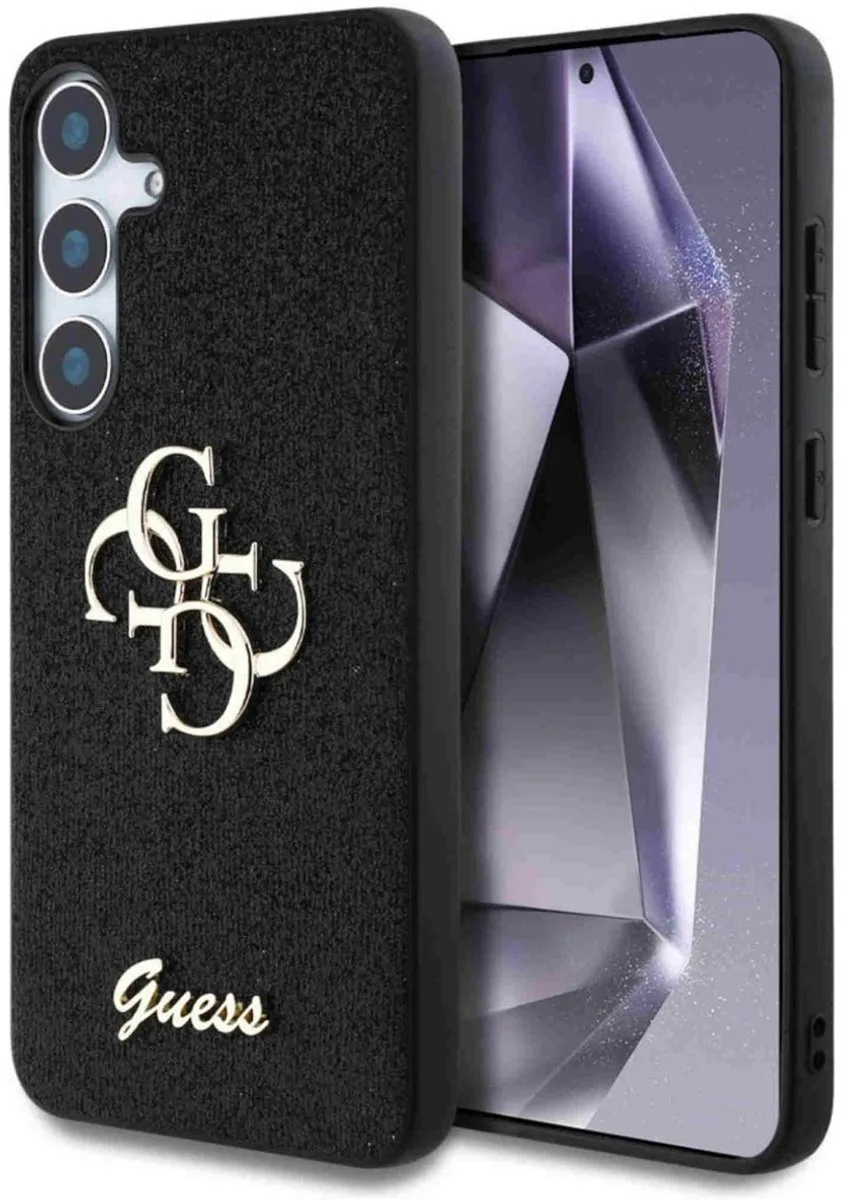 Guess 4G Metal Logo Glitter Backcover geschikt voor Samsung Galaxy S25 de Guess en Noir – photo produit