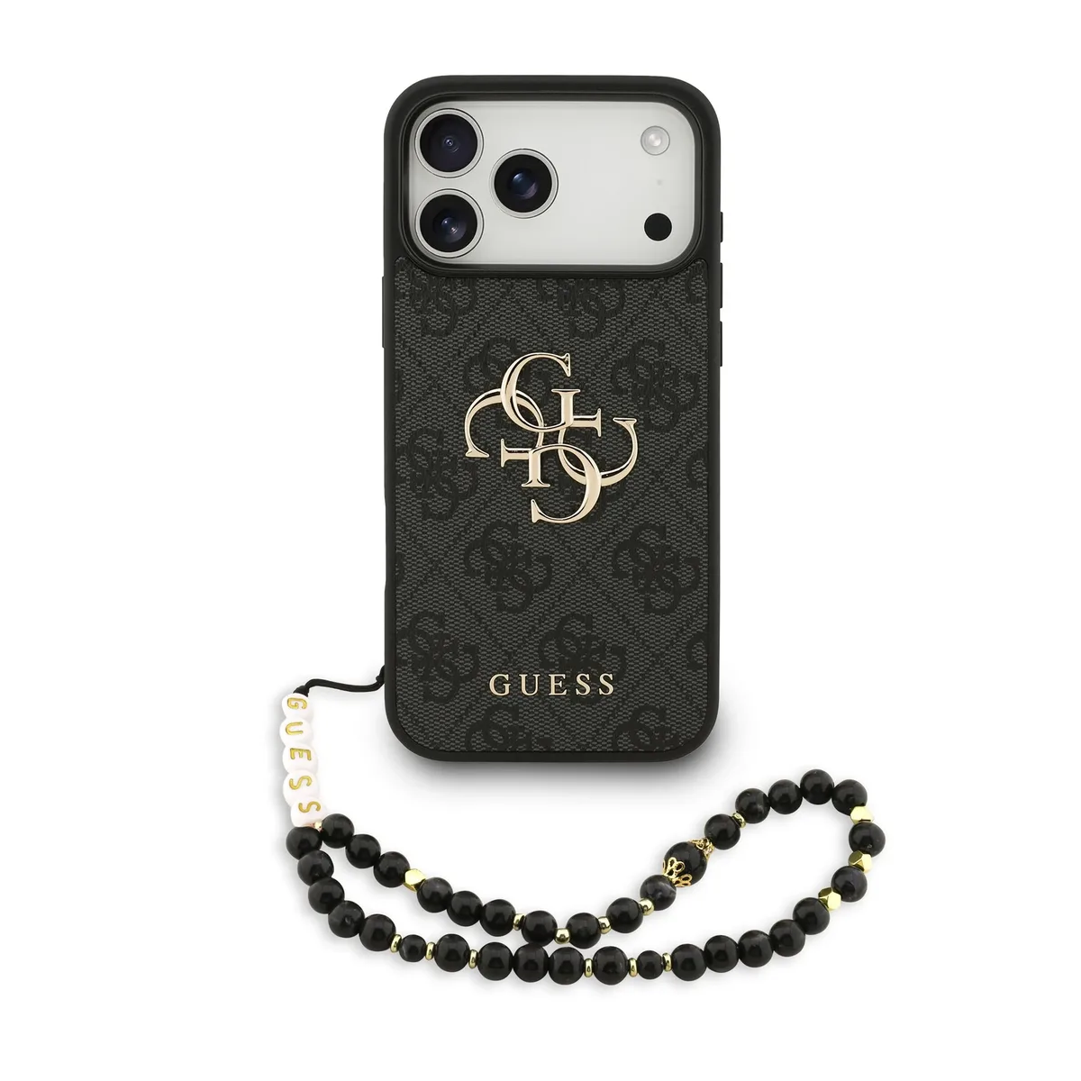 Guess 4G Metal Logo hoesje voor iPhone 17 Pro Max en iPhone 18 Pro Max met polskoord - Zwart van Guess – productfoto
