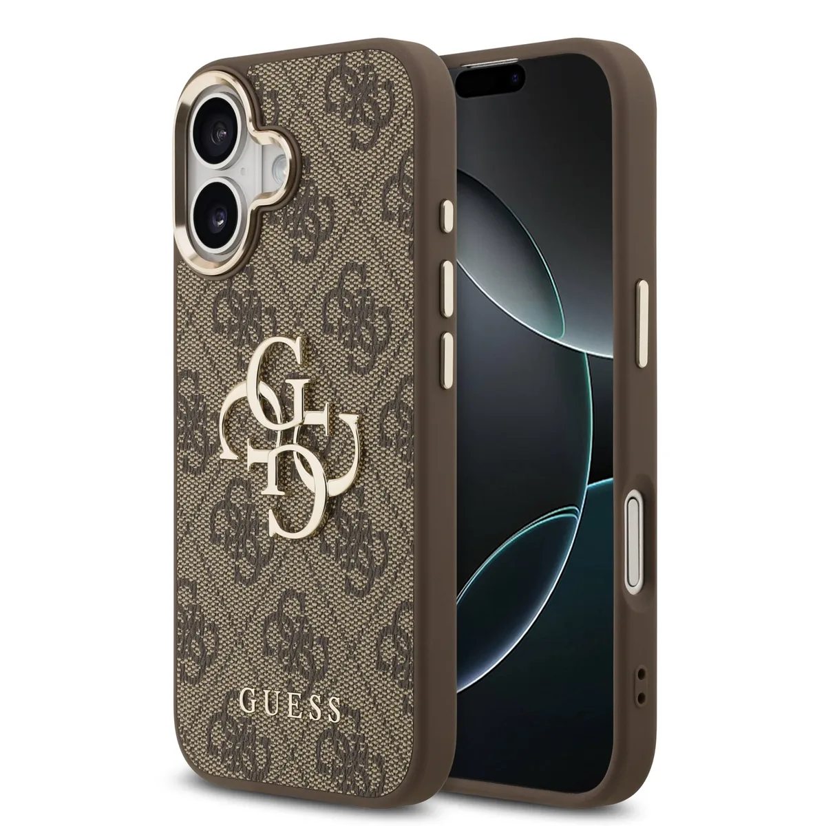 Guess 4G Metal Logo iPhone 17 hoesje - Bruin de Guess – photo produit
