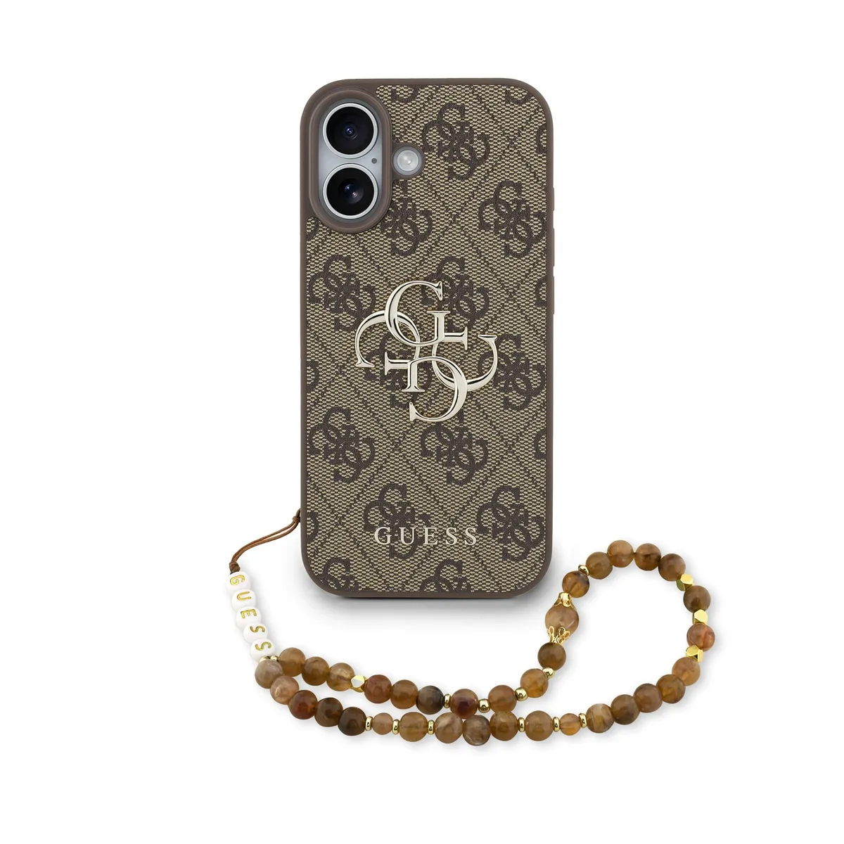 Guess 4G Metal Logo iPhone 17 hoesje - Met Polskoord - Bruin de Guess – photo produit