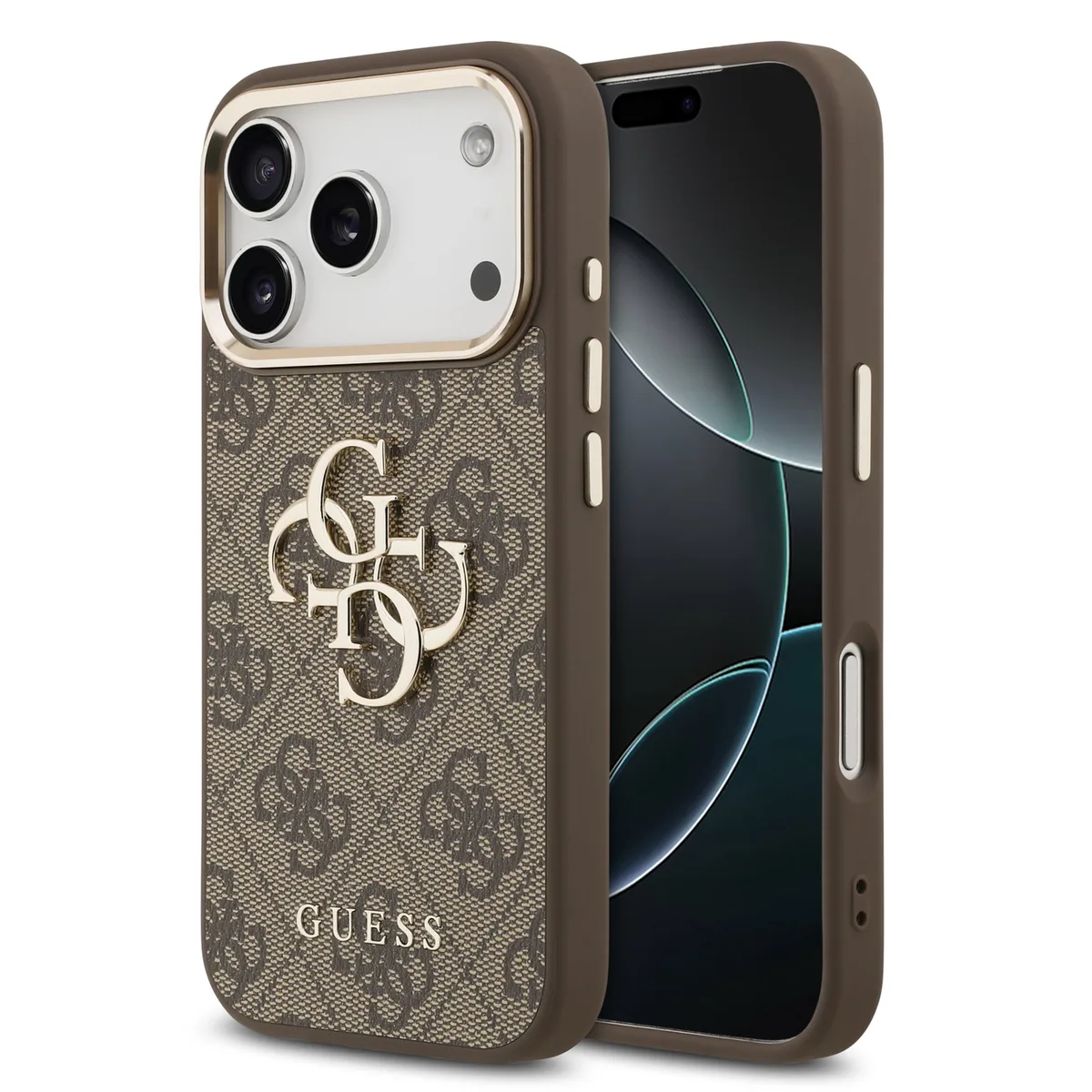 Guess 4G Metal Logo iPhone 17 Pro / 18 Pro hoesje - Bruin de Guess – photo produit