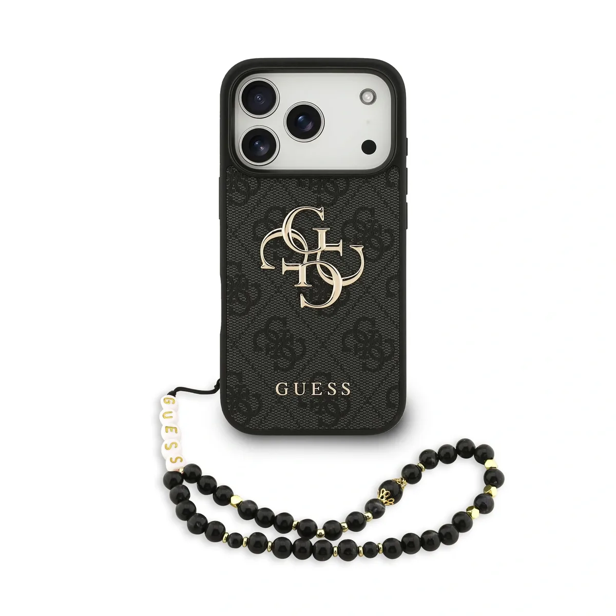 Guess 4G Metal Logo iPhone 17 Pro / 18 Pro hoesje - Met Polskoord - Zwart von Guess – Produktfoto